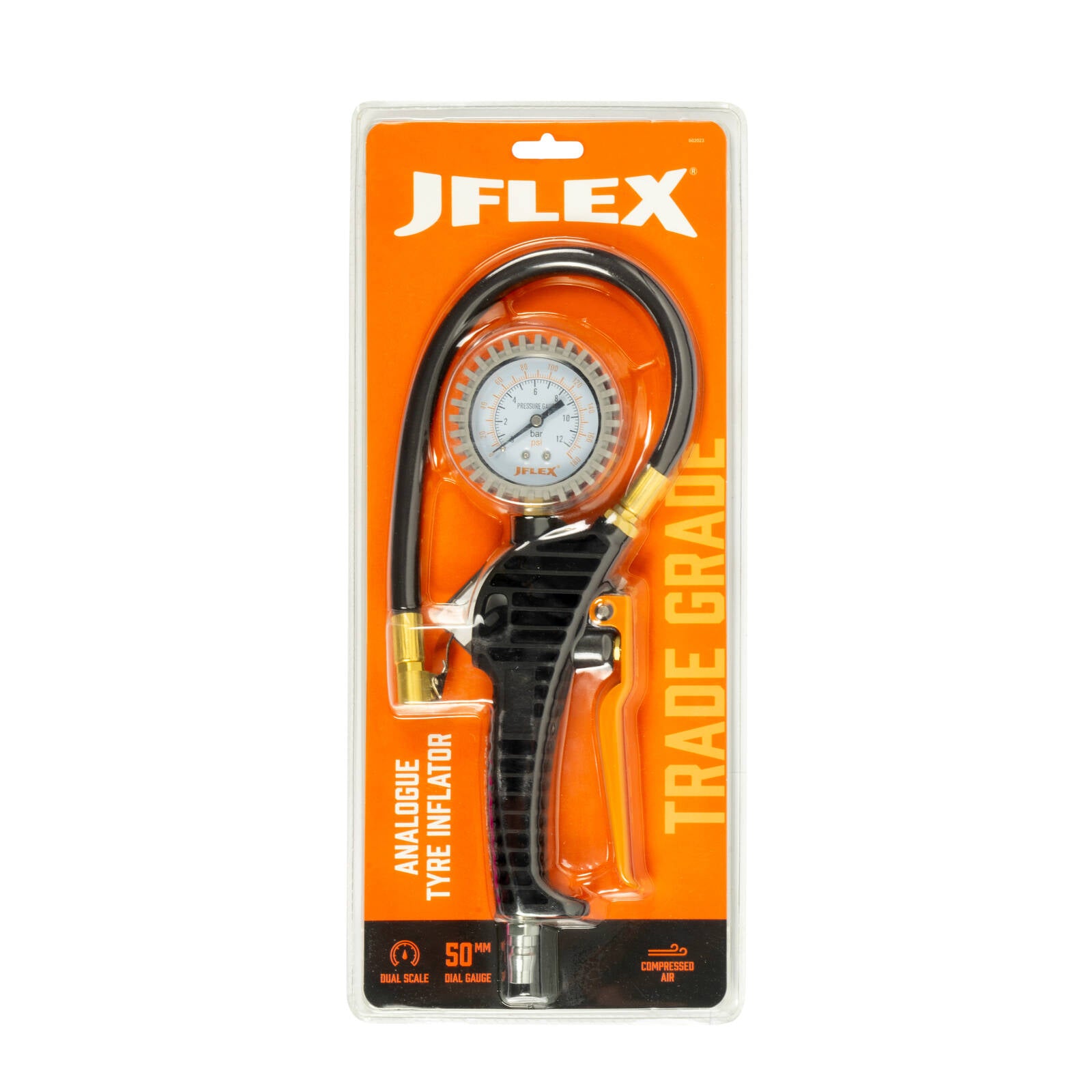 JFLEX Analogue Tyre Inflator, 3-in-1 Inflate Deflate Gauge, Nylon