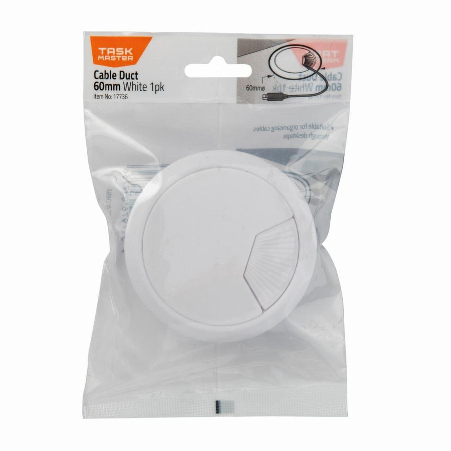 Taskmaster 60mm White Cable Duct - 1 Pack - Durable Plastic - Easy Installation - SuperSaverAU - view 1