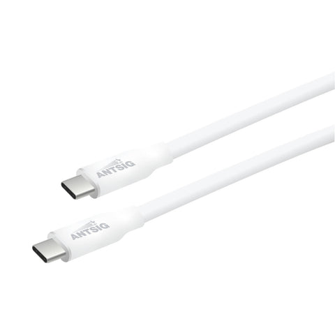 Antsig 1m 240W USB-C to USB-C Cable APCC240W1 - White Silicone, 8K & Fast Data