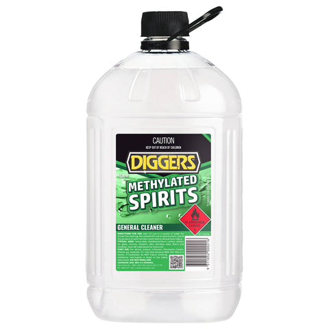 Diggers Methylated Spirits 4L - Clear Denatured Alcohol Solvent & Hard Surface Cleaner