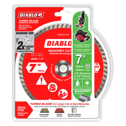 Diablo Diamond Disc 7" Turbo Cut Off - Diamond - High Performance - Durable
