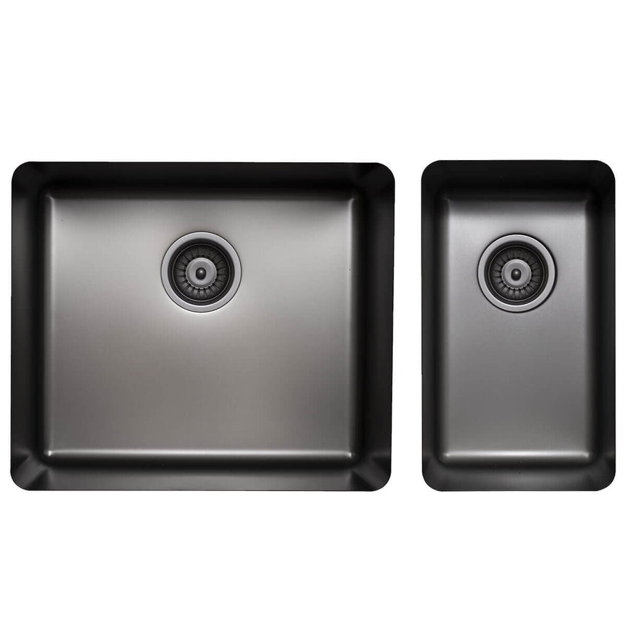 Titan kitchen sink - main bowl plus smaller bowl, matte gunmetal finish, 18/10 grade - TSGM5228