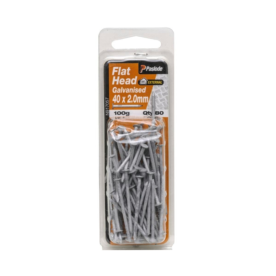Paslode Galvanised Flat Head Nails 40 x 2mm 80 Pack - Grey - SuperSaverAU - view 1