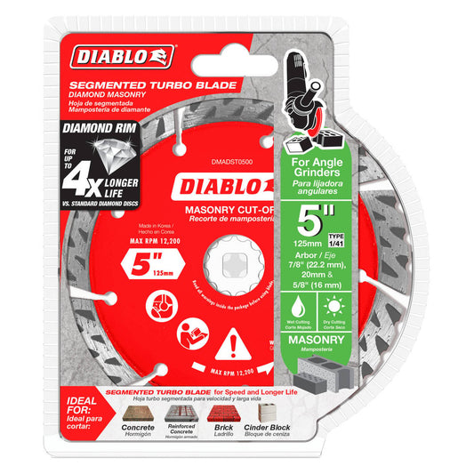 Diablo Diamond Disc 5" Diamond Segmented Turbo Cut Off - High-Speed Cutting - Durable