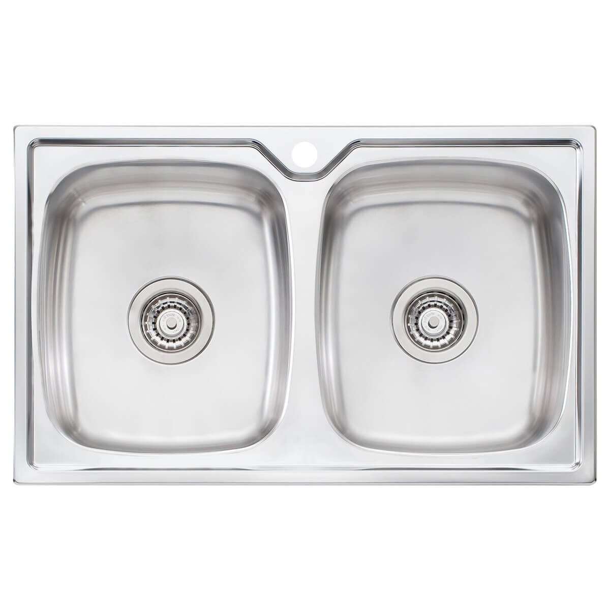 Oliveri Endeavour Double Bowl Topmount Sink - Polished Stainless Steel, No Drainer - EE64-1TH