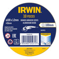 Irwin Metal Cut Off Disc 100mm 10pk - Aluminium Oxide - 1.2 x 16mm - SuperSaverAU - view 1