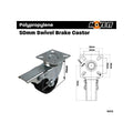 Move It Swivel Brake Castor - 50mm - Steel - For Carpet - SuperSaverAU - view 2