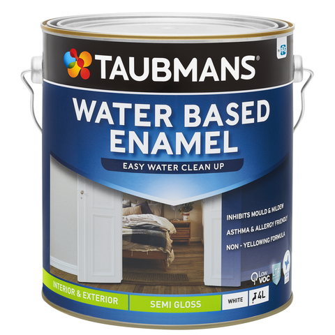 Taubmans 4L White Semi Gloss Water Based Enamel Paint - 4L - Low VOC - Mould Resistant - SuperSaverAU - view 1