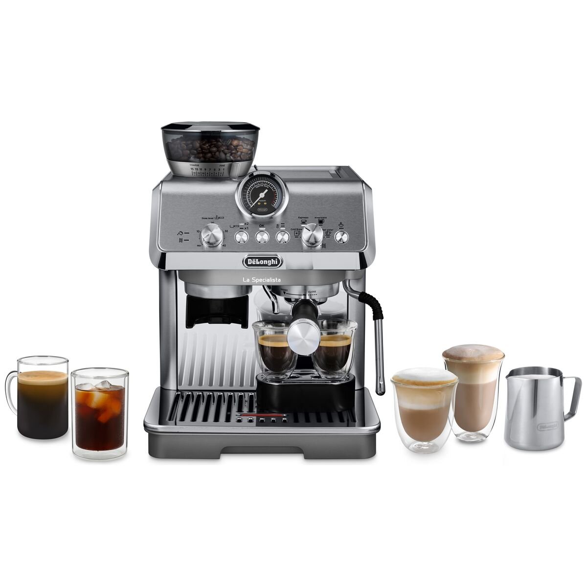DeLonghi La Specialista Arte Evo Cold Brew manual coffee machine - metal - 15 grind settings - EC9255M2