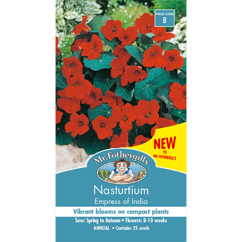 Mr Fothergill Nasturtium Empress Seeds - Compact Red Blooms - Easy Grow - SuperSaverAU - view 1
