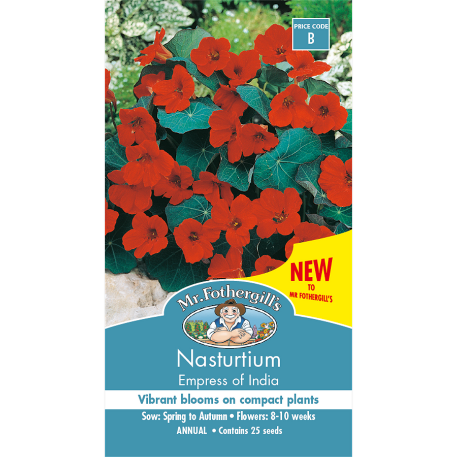 Mr Fothergill Nasturtium Empress Seeds - Compact Red Blooms - Easy Grow - SuperSaverAU - view 1