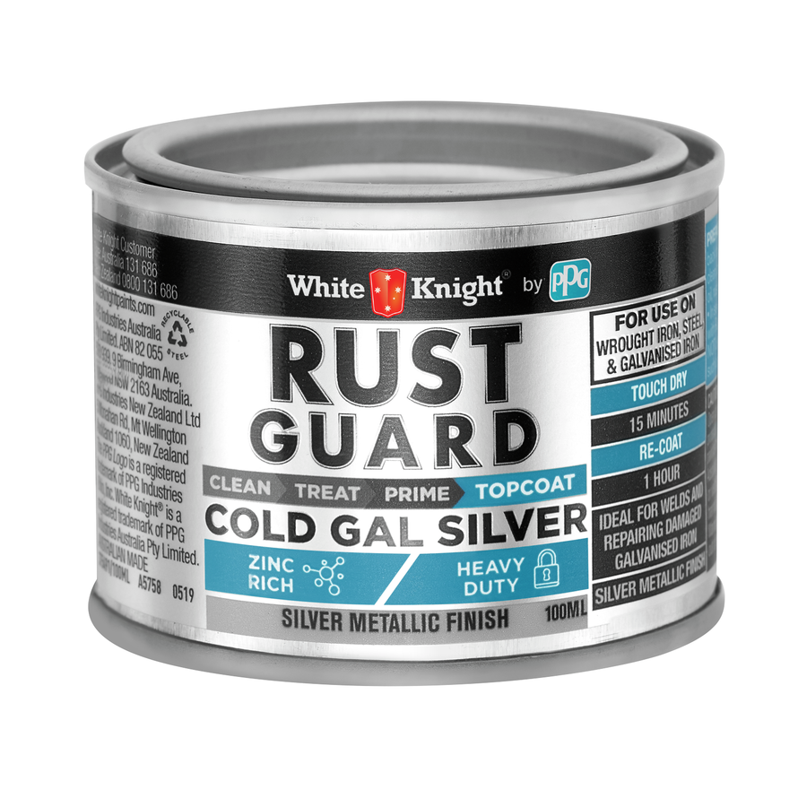 White Knight Rust Guard 100ml Cold Gal Silver Primer Paint