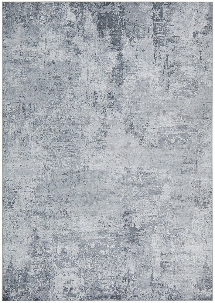 Rug Culture Illusions Medium Silver & Grey Polyester Rug 220x150cm - 3mm Pile - ILU156SILVER220X150