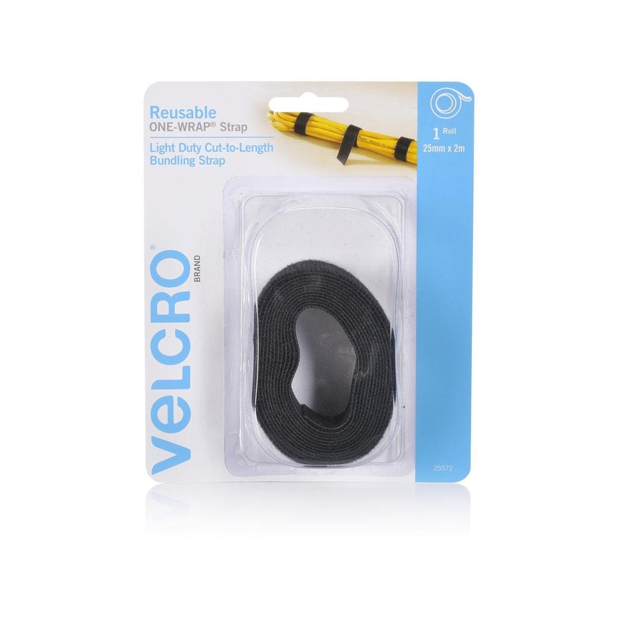 Velcro Brand Reusable Wrap 25mm x 2m Black Nylon Strong Hold - SuperSaverAU - view 1