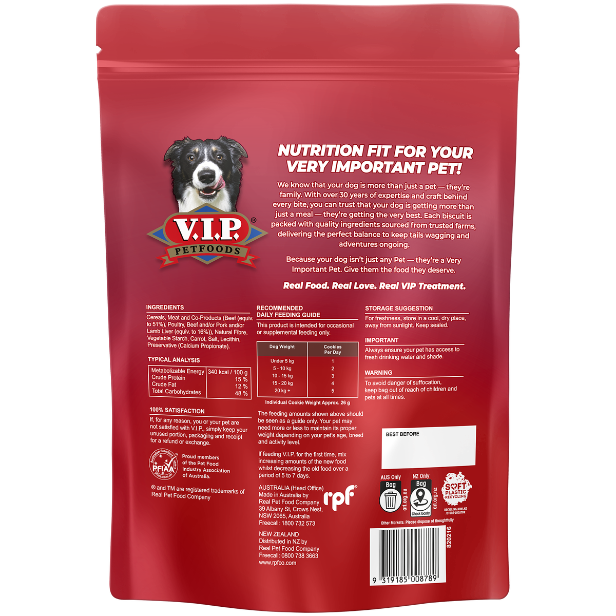 Vip Liver Dog Treat Biscuits - 800g - Beef & Air-Dried Liver - Australian Made - Nutritious Snack - SuperSaverAU - view 2