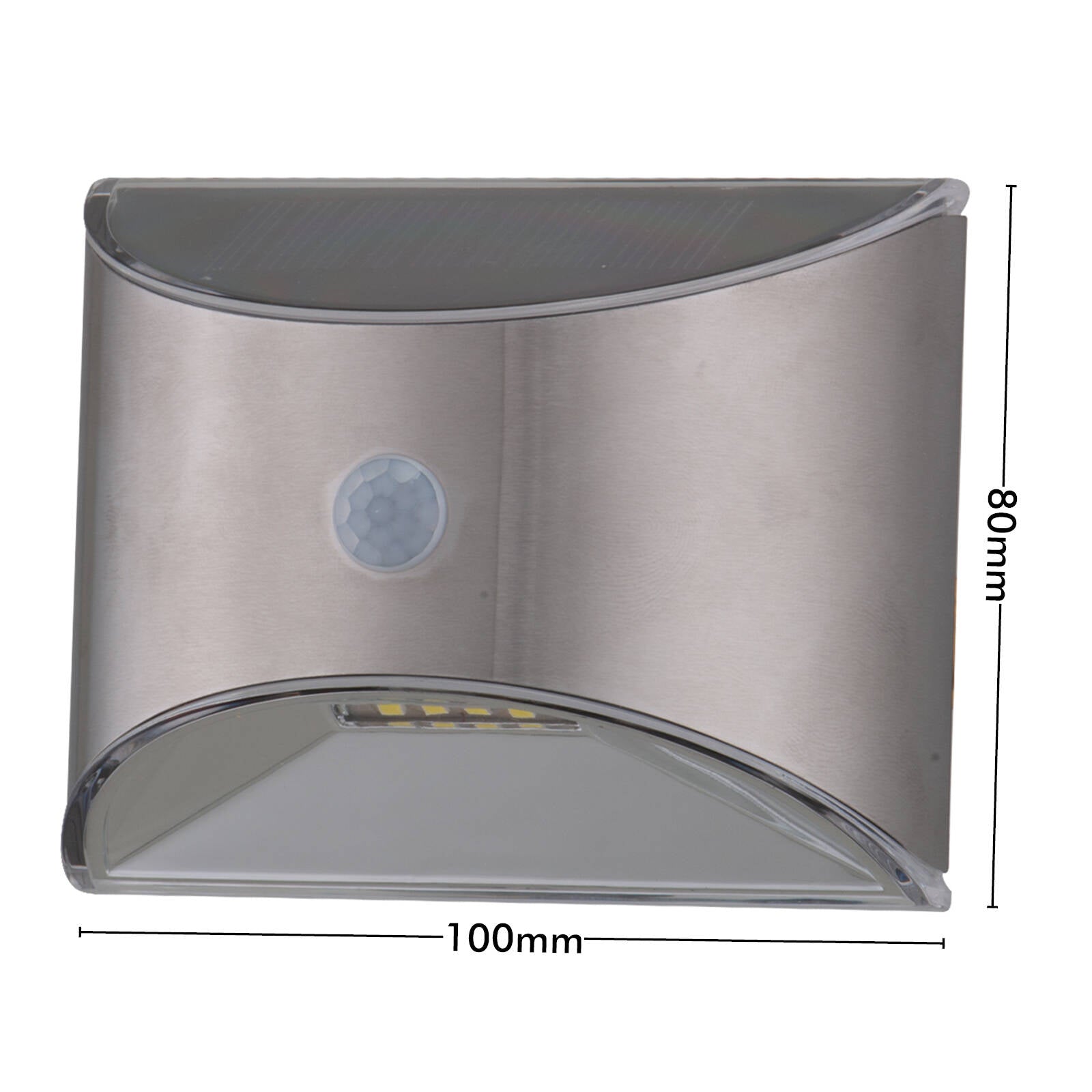 Arlec 100mm 50lm Brushed Chrome Solar LED Wall Light Motion Sensor LVS666SS