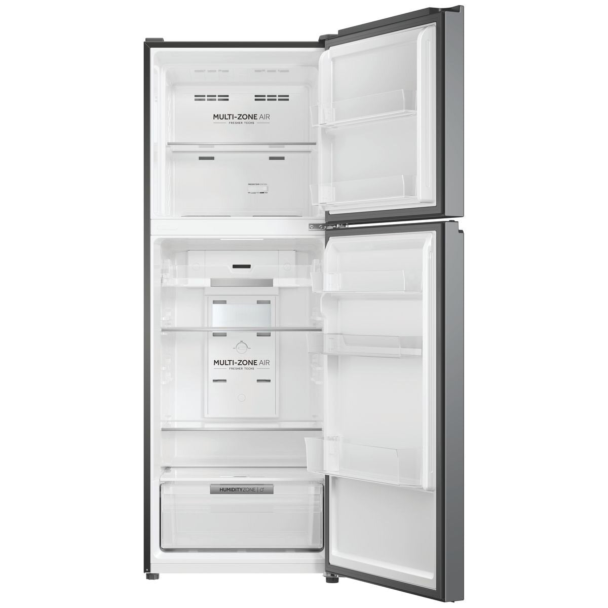 Haier 311L Top Mount Fridge - Satina Silver - Frost Free - Multi-Zone Air - 4.5 Star Rating - HRF330TS