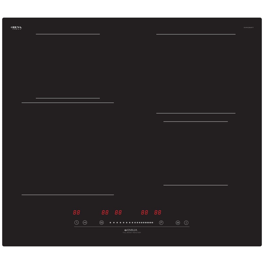 Emilia 60cm 4 zone induction cooktop - touch controls, boost, 9 power levels, child lock - EMIND64FIT