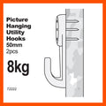 Everhang Nylon Picture Hanging Utility Hook 8kg - 2 Pack