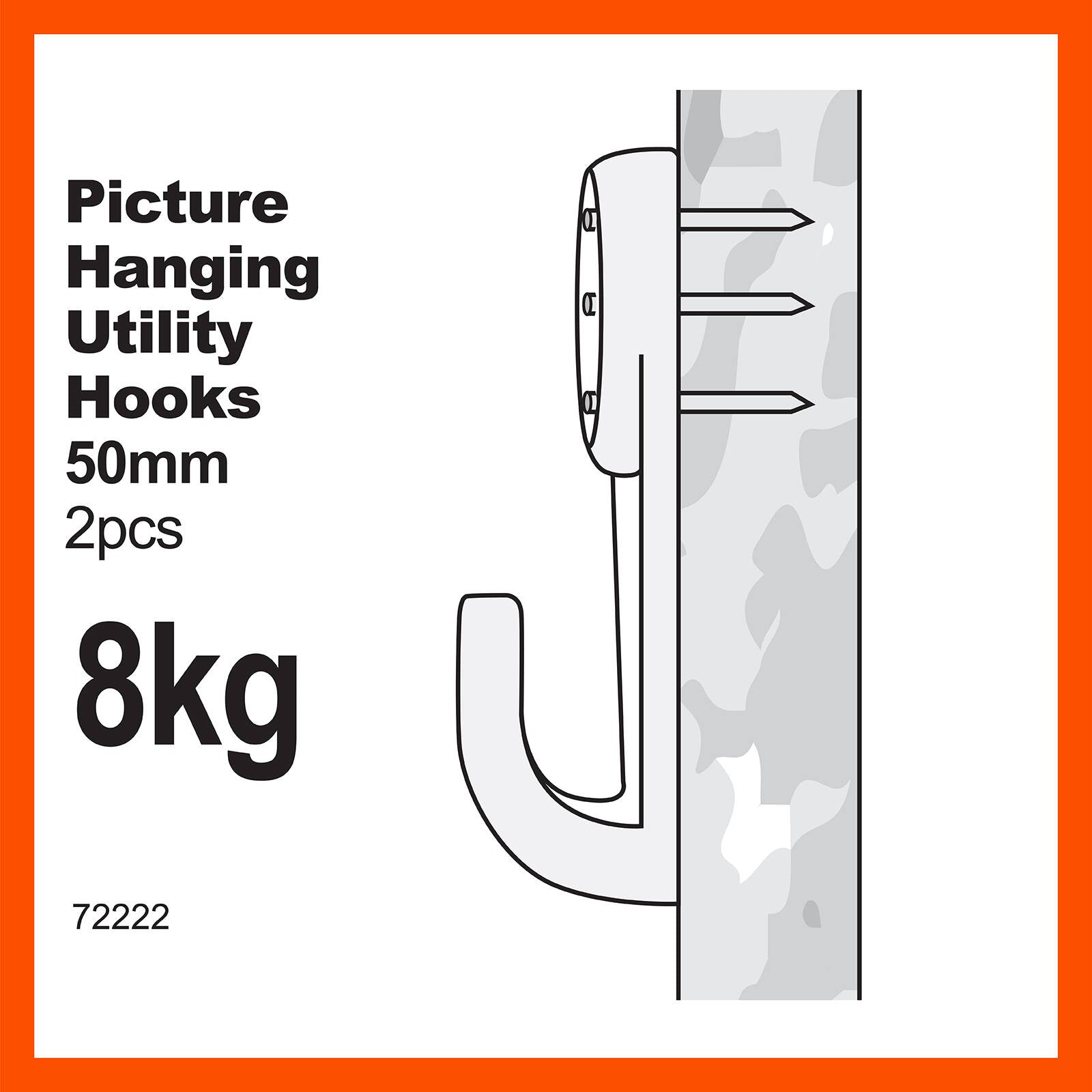Everhang Nylon Picture Hanging Utility Hook 8kg - 2 Pack
