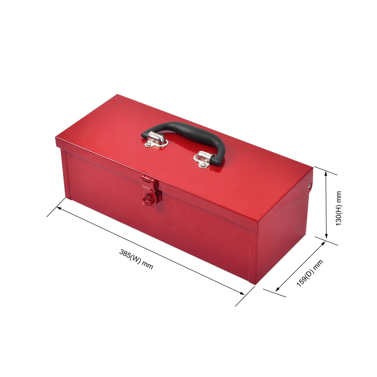 Craftright 385mm Powdercoated Metal Tool Box, Red, Lockable Carry Handle