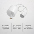 Deta White B22 Suspension Kit - 400mm Flexible Cord - Easy Install - SuperSaverAU - view 2