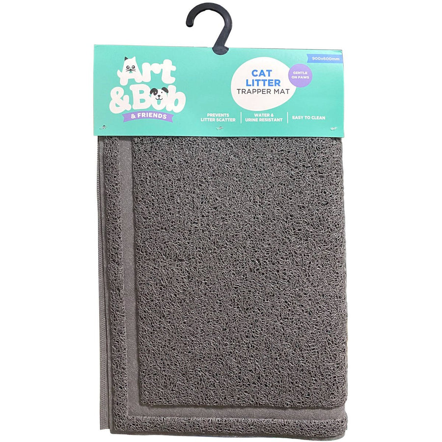 Art Bob Cat Litter Mat Trapper 600x900mm - Grey - Reduces Litter Tracking - SuperSaverAU - view 1