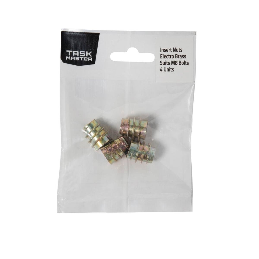 Taskmaster Brass Plated Curved Insert Nuts - M8 x 15mm - Pack of 10 - SuperSaverAU - view 1