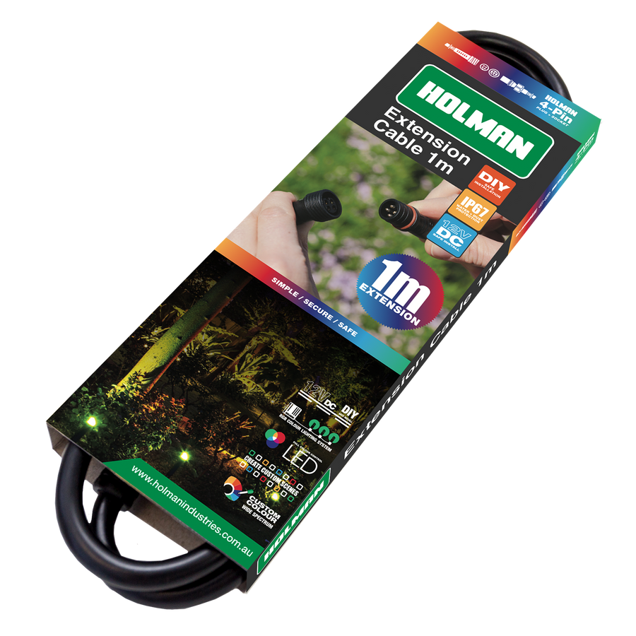 Holman 1m Black RGB Colour Garden Light Extension Cable ALCRGB1