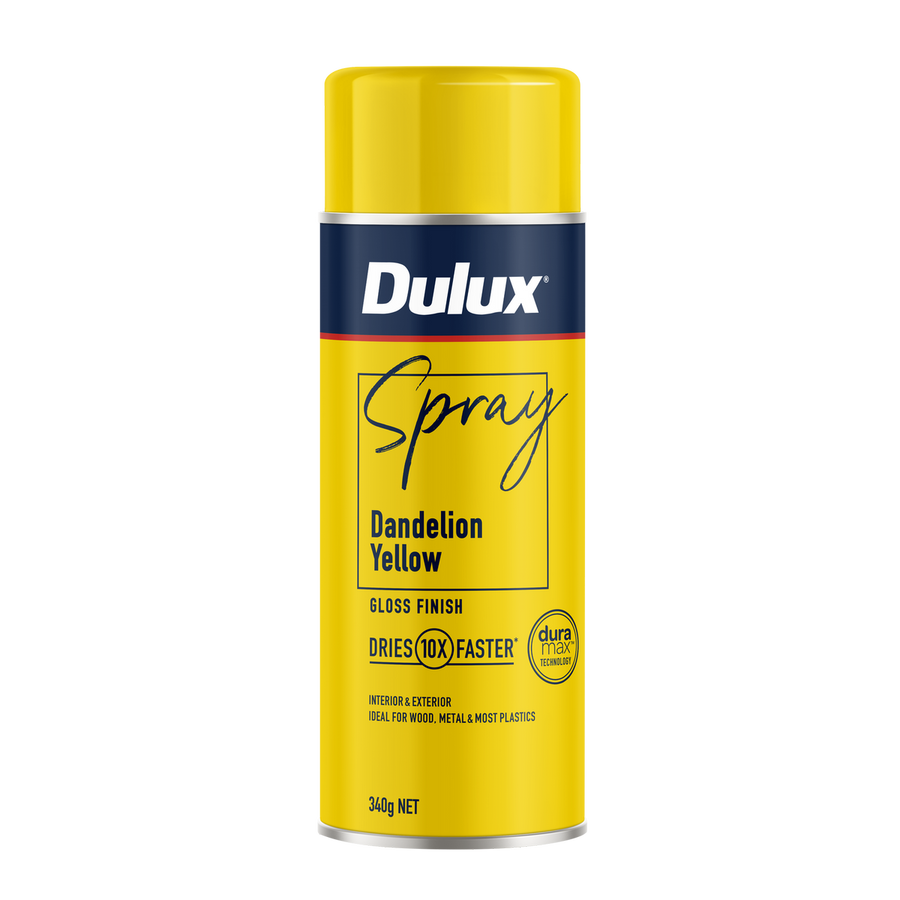 Dulux Spray Paint 340g Gloss Dandelion Yellow - Fast Drying - Self Priming - SuperSaverAU - view 1