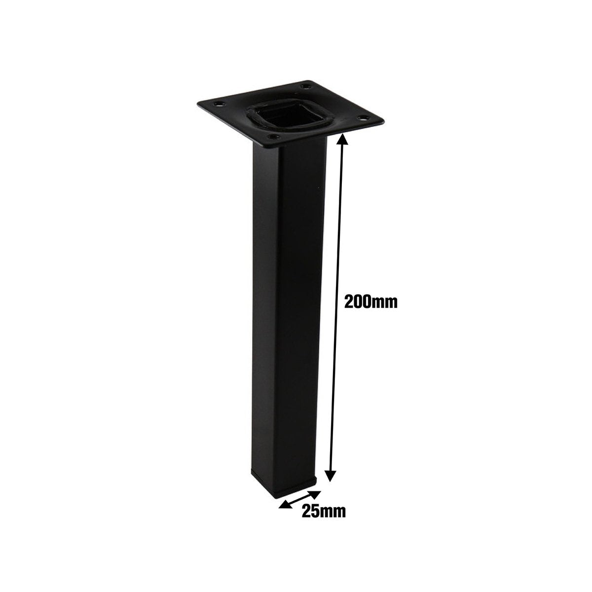 Adoored Furniture Leg - 25 x 25 x 200mm - Steel - Black Finish - SuperSaverAU - view 5