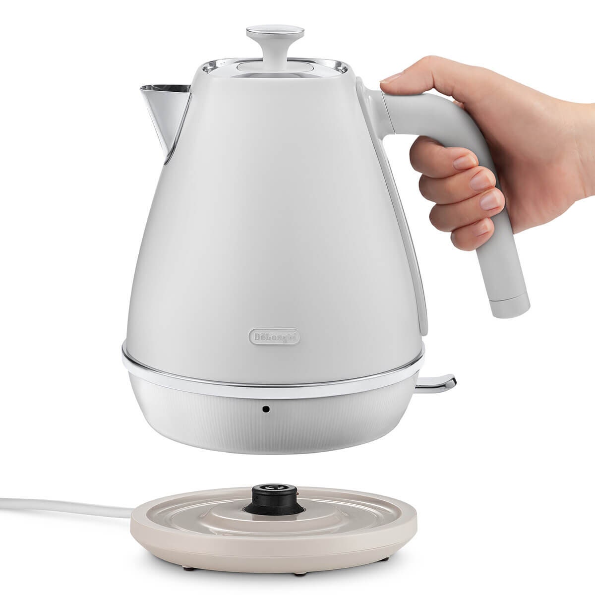 DeLonghi Distinta Moments Kettle 1.7L - White, 2000W, Water Level Indicator, Cable Storage - KBIN2001W