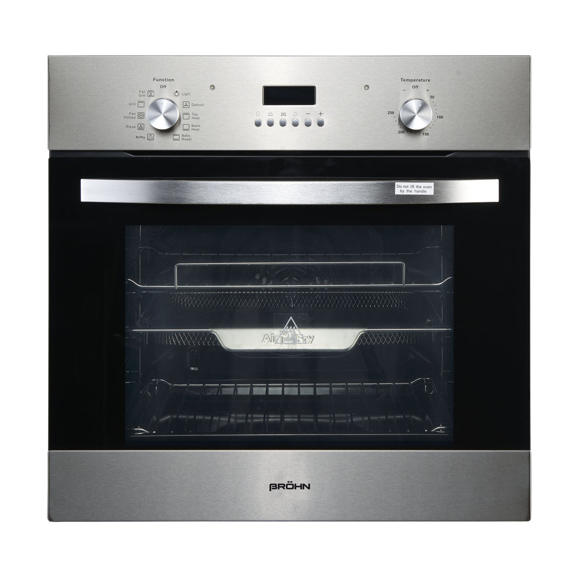Brohn 60cm Electric Multifunction Oven - 80L, 10 Functions, Inbuilt AirFry, Stainless Steel - BRO6001SS