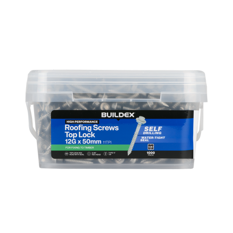 Buildex 12g x 50mm Class 4 Roofing Screws - 1000 Pack - Corrosion Resistant - SuperSaverAU - view 1
