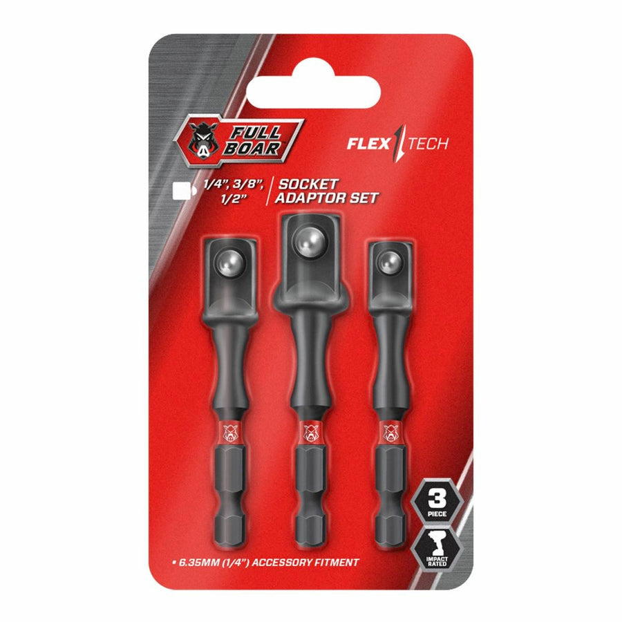 Full Boar Impact Socket Adaptor Set - 3 Piece - S2 Steel - High Torque - SuperSaverAU - view 1