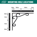 Carinya 250 x 200mm Dark Grey Powder Coated Steel Heavy Duty Scroll Stay Bracket, 200kg