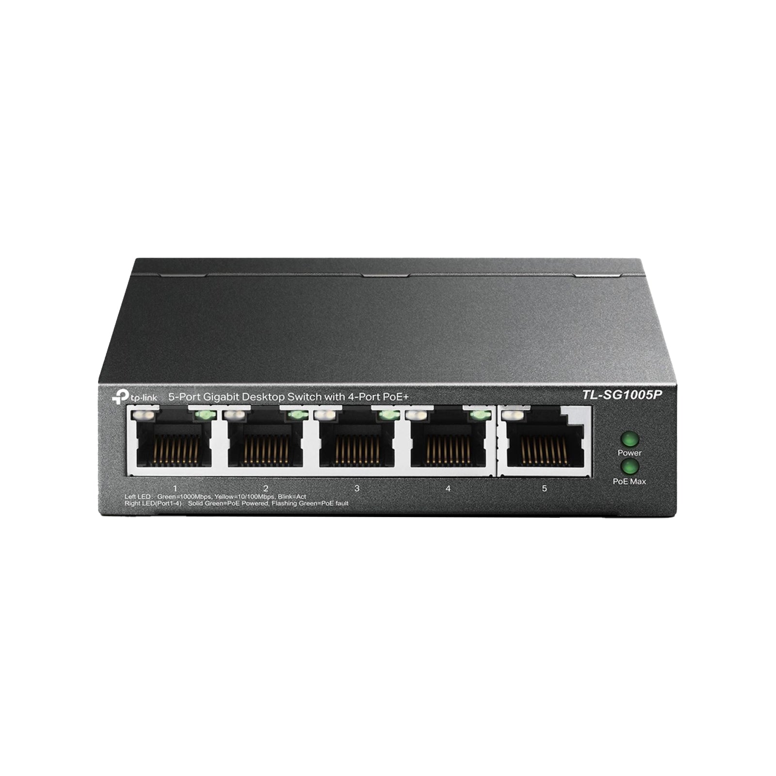 TP-Link 5-Port Gigabit Desktop Switch with 4-Port PoE TL-SG1005P, Black