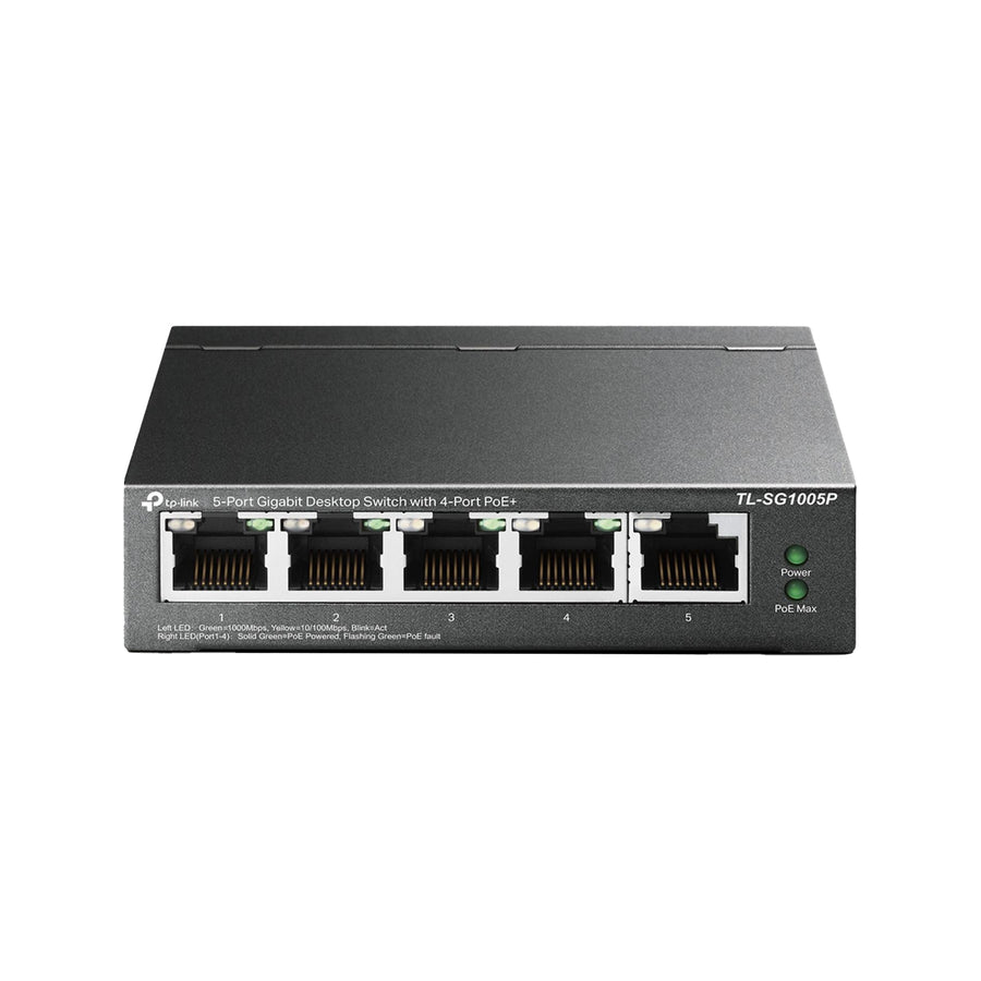 TP-Link 5-Port Gigabit Desktop Switch with 4-Port PoE TL-SG1005P, Black
