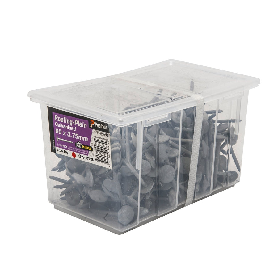 Paslode 60 x 3.75mm 2.5kg Galvanised Steel Plain Shank Roofing Nails - 275 Pack