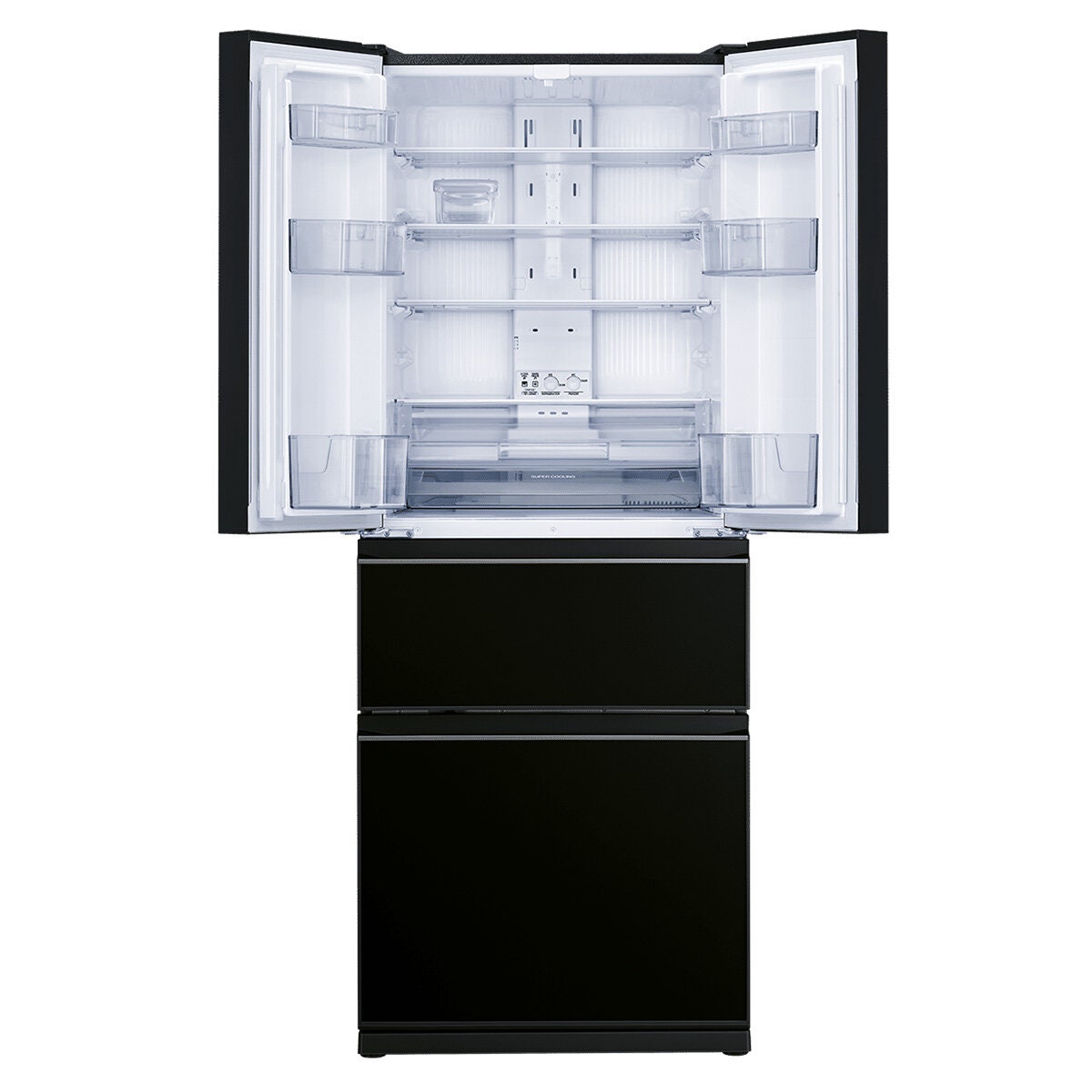 Mitsubishi Electric 442L French Door Fridge - Black Glass Door Finish, Ice Maker - MR-LX442EX-GBK-A