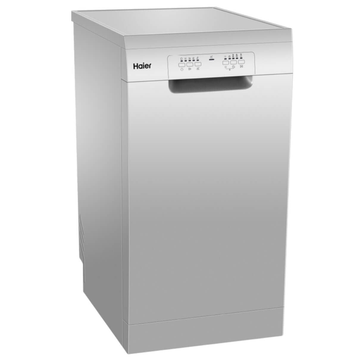 Haier 45cm Compact Freestanding Dishwasher - 10 Place Settings - Silver - Hygiene Wash - HDW10F1S1