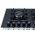 Trinity 90cm 5 Burner Gas Cooktop - Black Tempered Glass - Wok Burner - Cast Iron Trivets - TRG900BK