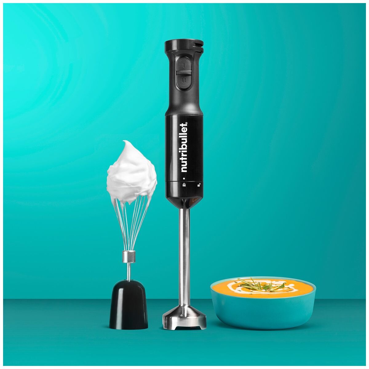 NutriBullet Immersion Blender Deluxe Set - 800W, Chopper and Whisk Attachments, 900ml Cup - NBI07110