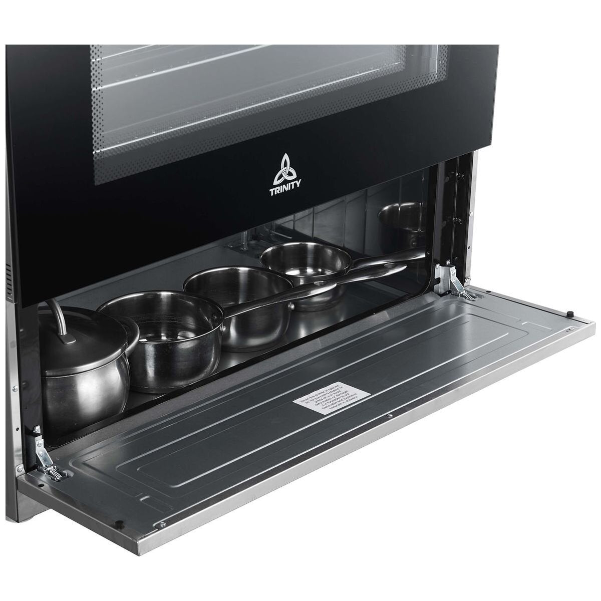 Trinity 90cm Natural Gas Freestanding Oven 132L - Stainless Steel, Air Fry, Rotisserie, Wok Burner - TRFSGO901