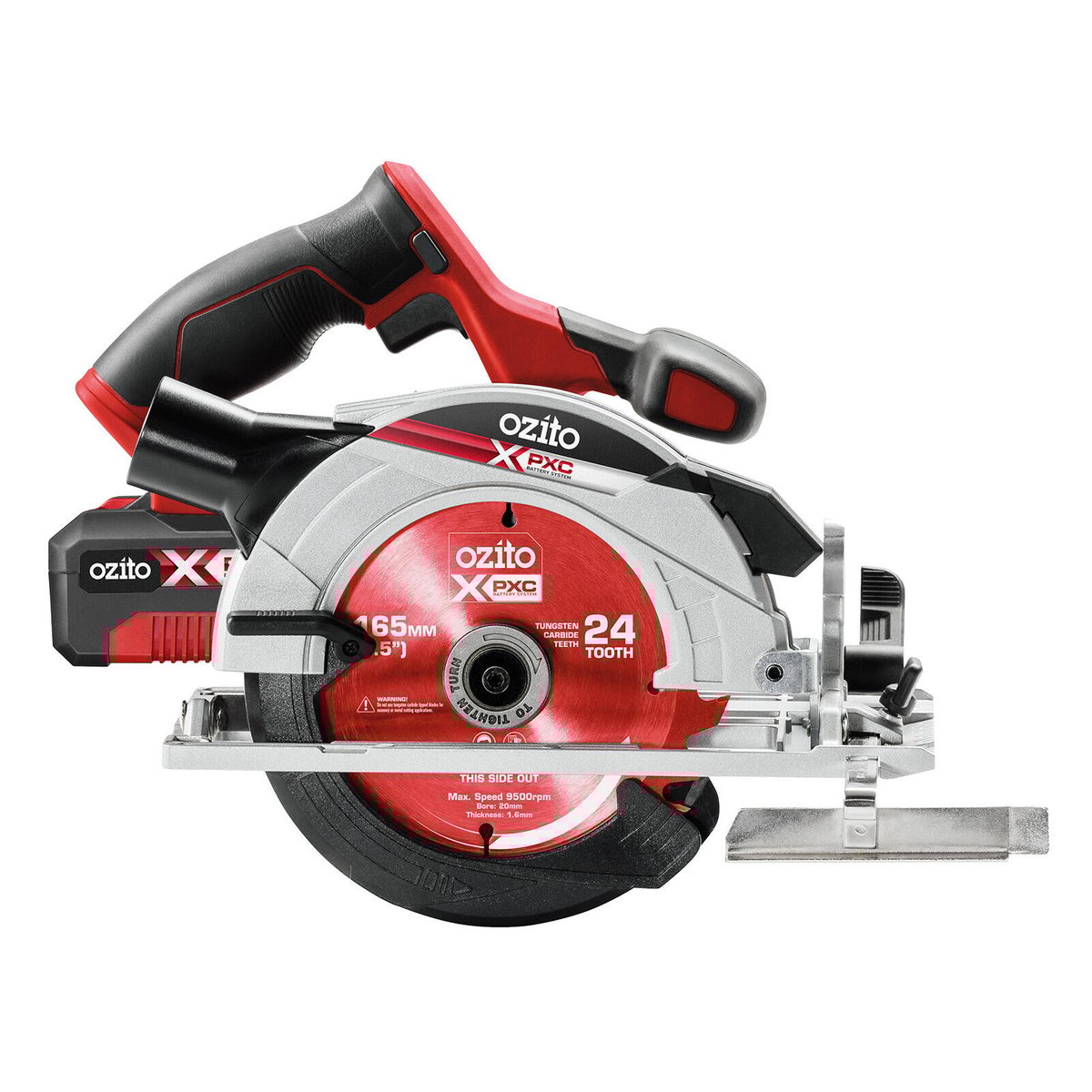 Ozito PXC 18V Cordless Circular Saw Kit PCSK 1640 - 165mm Blade - 54mm Cut Depth - Adjustable Bevel Cuts