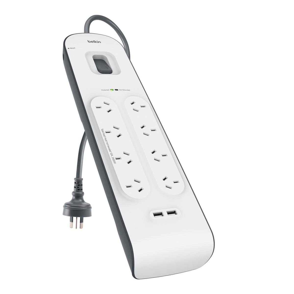 Belkin Surge Protector - 8 Outlet - Plastic - 900 Joules Protection - SuperSaverAU - view 1