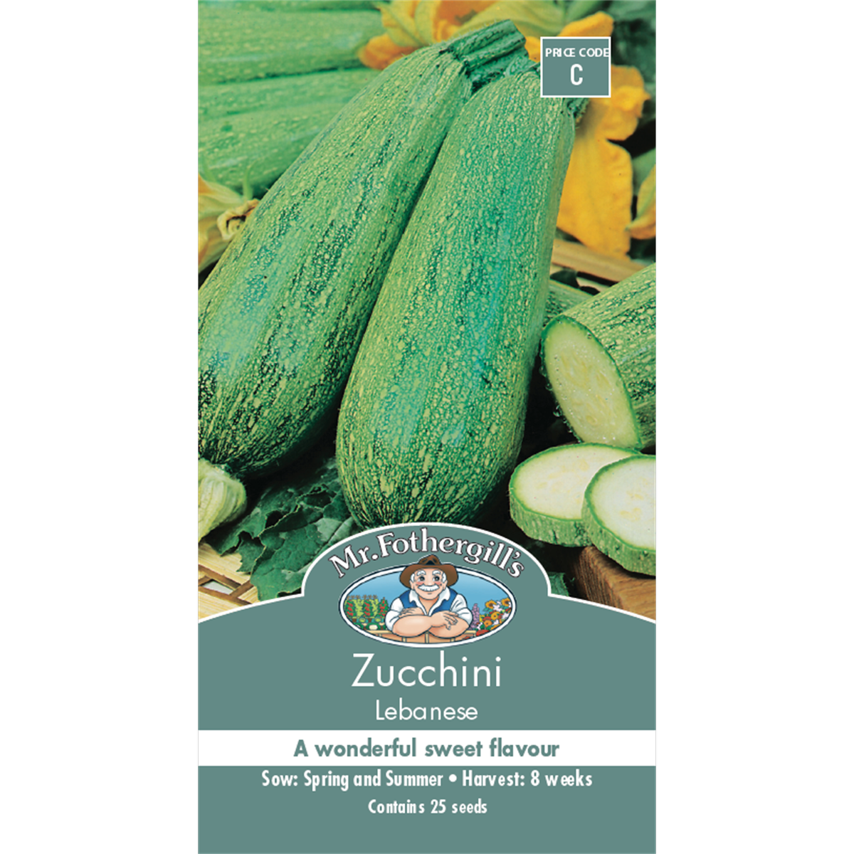 Mr Fothergill Lebanese Zucchini Seeds - 75mm - Green - High Yield - SuperSaverAU - view 1