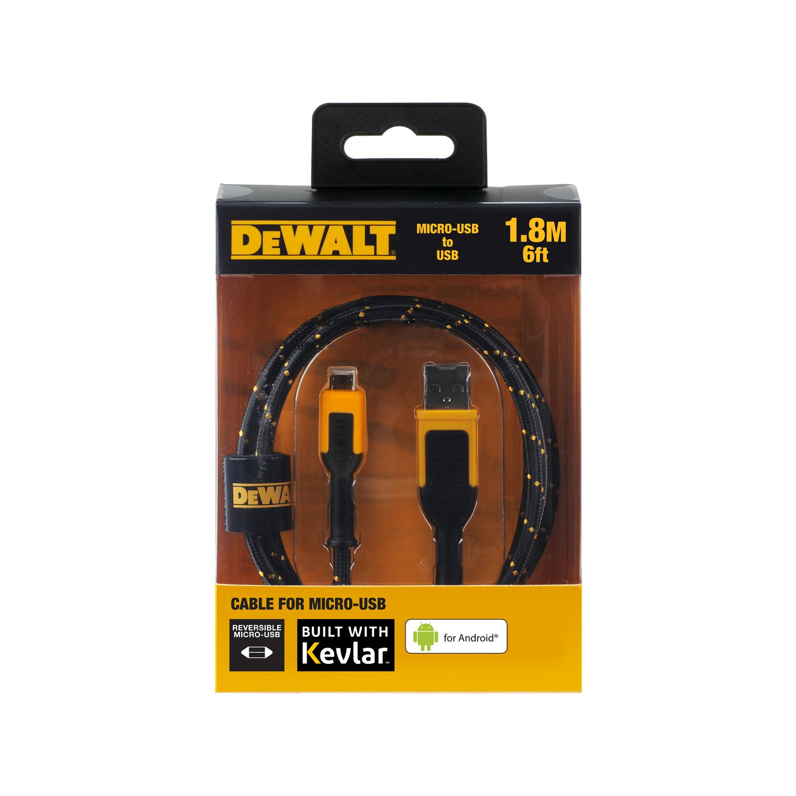 DeWALT 1.8m Micro-USB to USB Charging Cable, Kevlar Reinforced 1311322DWE