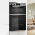 Bosch 60cm Series 6 Built-In Double Oven - 105L Stainless Steel - Pyrolytic and 3D HotAir - MBG578FS3A