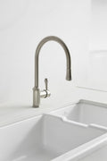 Abey Chambord Henri 1 and 1/2 bowl white fireclay butler sink for undermount fitting - HENRI-3W